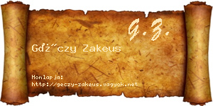 Géczy Zakeus névjegykártya